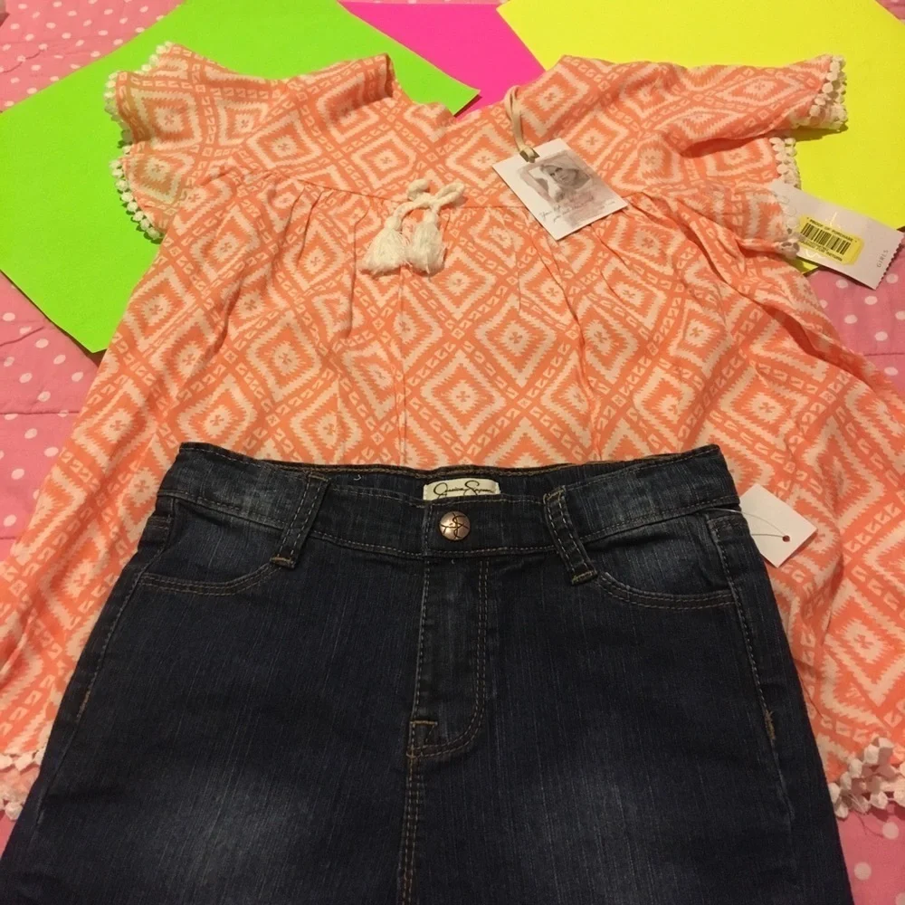 🍁Jessica Simpson orange and blue  set NWT size 6x🍁